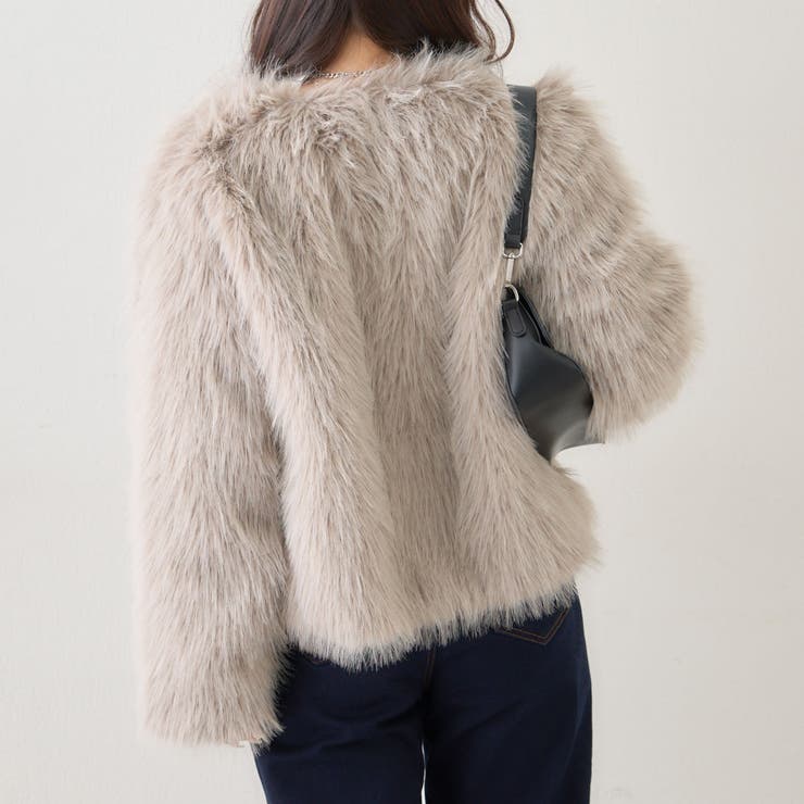 フォックス風ノーカラー ファーコート | RMAF　NICE CLAUP / OLIVE des OLIVE | 詳細画像20 