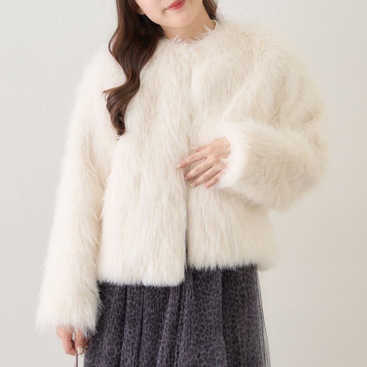 フォックス風ノーカラー ファーコート | RMAF　NICE CLAUP / OLIVE des OLIVE | 詳細画像35 