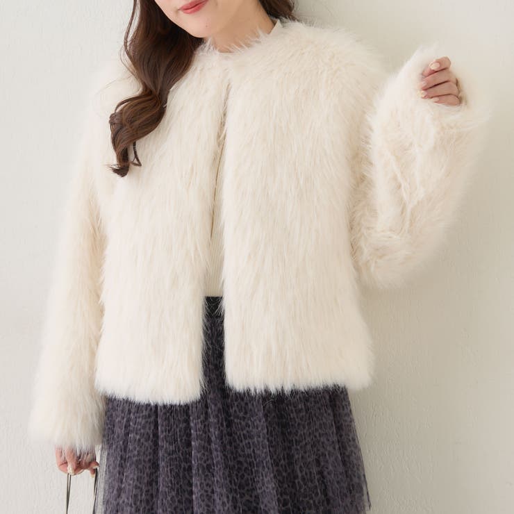 フォックス風ノーカラー ファーコート | RMAF　NICE CLAUP / OLIVE des OLIVE | 詳細画像34 