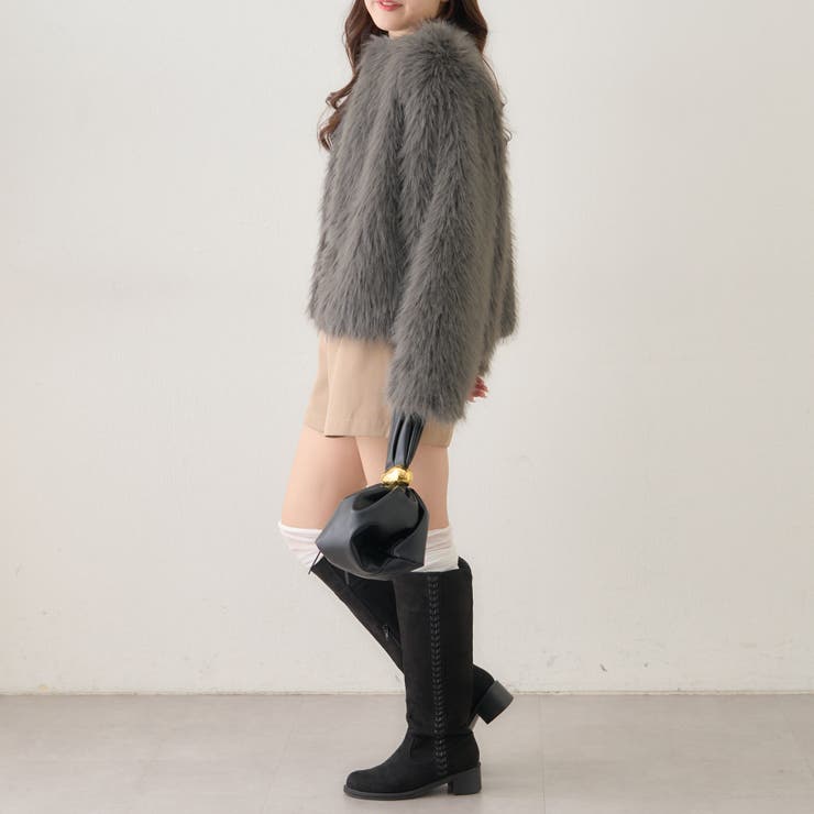 フォックス風ノーカラー ファーコート | RMAF　NICE CLAUP / OLIVE des OLIVE | 詳細画像32 