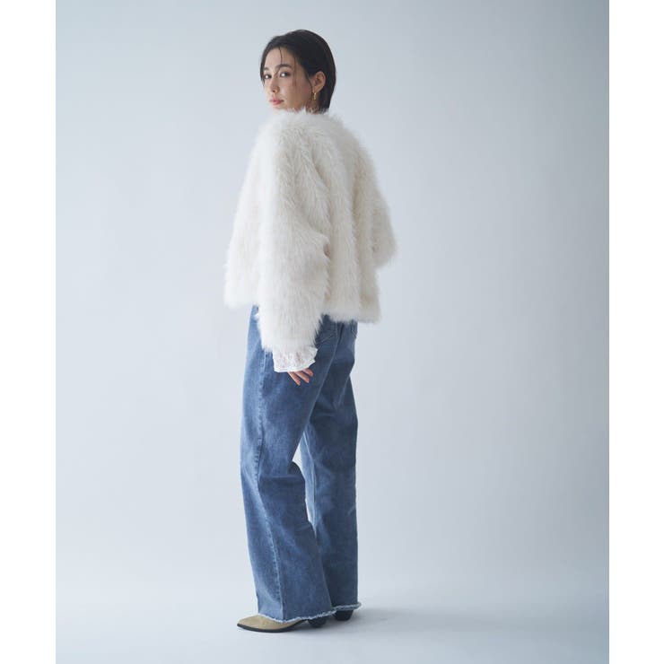 フォックス風ノーカラー ファーコート | RMAF　NICE CLAUP / OLIVE des OLIVE | 詳細画像12 