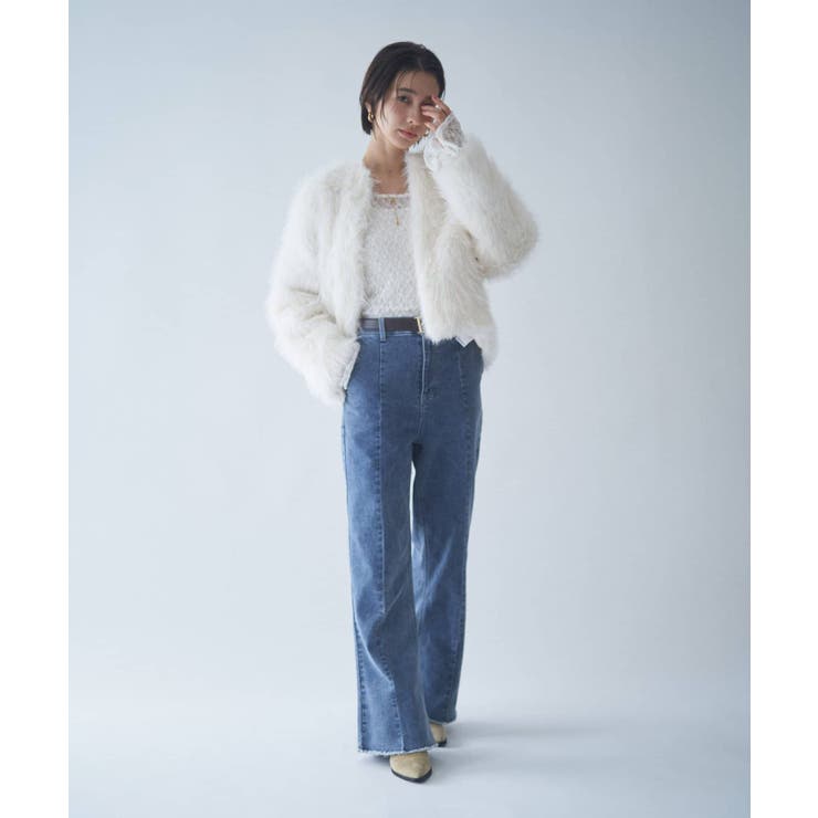 フォックス風ノーカラー ファーコート | RMAF　NICE CLAUP / OLIVE des OLIVE | 詳細画像15 