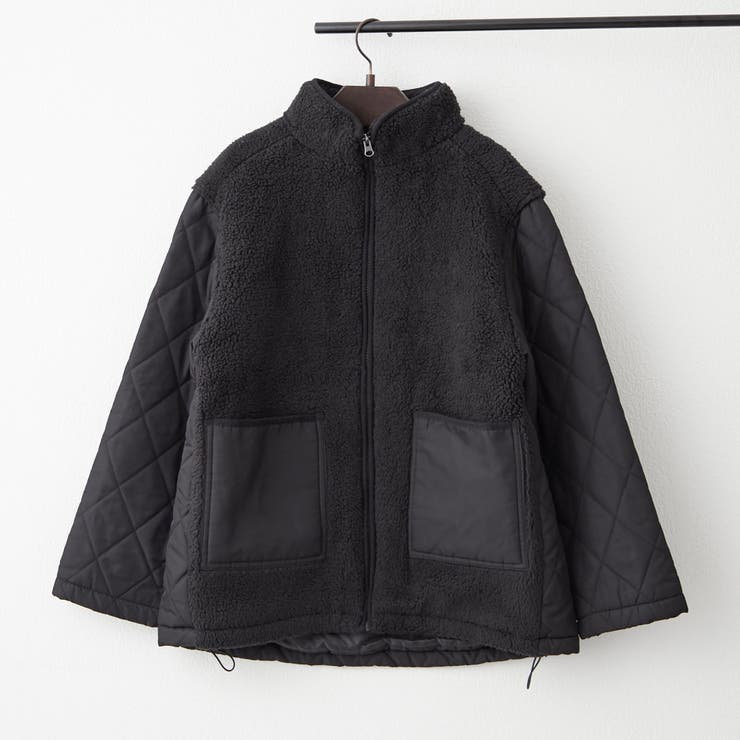 ブラック | ボア×キルト切替スタンドブルゾン | RMAF　NICE CLAUP / OLIVE des OLIVE