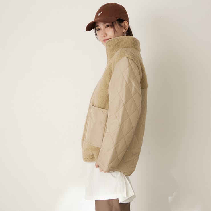 ボア×キルト切替スタンドブルゾン | RMAF　NICE CLAUP / OLIVE des OLIVE | 詳細画像16 