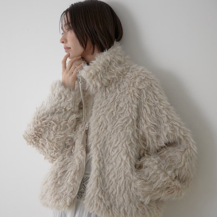 ベージュ | 【nane】ミックスファーブルゾン | RMAF　NICE CLAUP / OLIVE des OLIVE