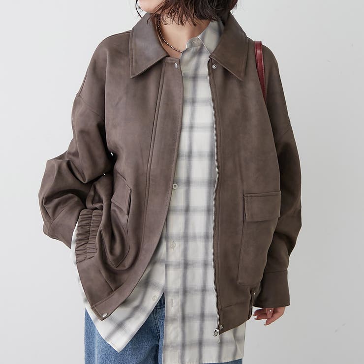 衿合皮ステンカラーブルゾン | RMAF NICE CLAUP / OLIVE des OLIVE | 詳細画像1