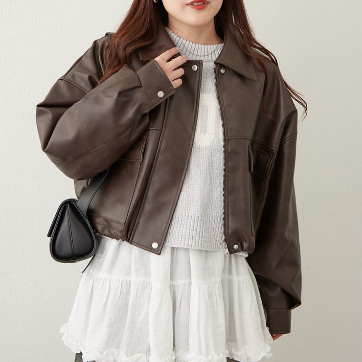 OLIVE des OLIVE ファーティペットエコレザーブルゾン ブラック ファーティペットエコレザーブルゾン | OLIVE des OLIVE