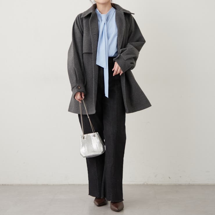 OLIVE des OLIVE ファーティペットミドル丈コート　チャコールグレー OLIVE des OLIVE（オリーブデオリーブ）の「【完売カラー再販
