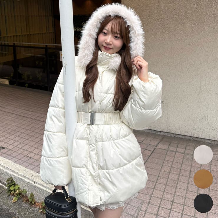 今季のイチオシアウターはこれ！ベルト付き中綿フードファーコート | RMAF　NICE CLAUP / OLIVE des OLIVE | 詳細画像1 