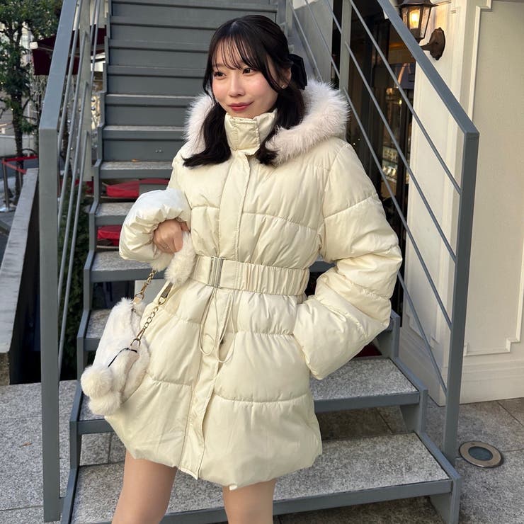 ウエストマークでスタイルアップ！ベルト付き中綿フードファーコート | RMAF　NICE CLAUP / OLIVE des OLIVE | 詳細画像65 