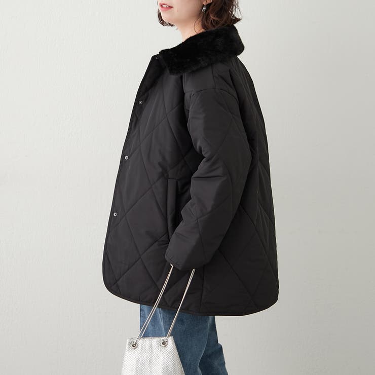 ブラック | ファー衿キルトコート | RMAF　NICE CLAUP / OLIVE des OLIVE