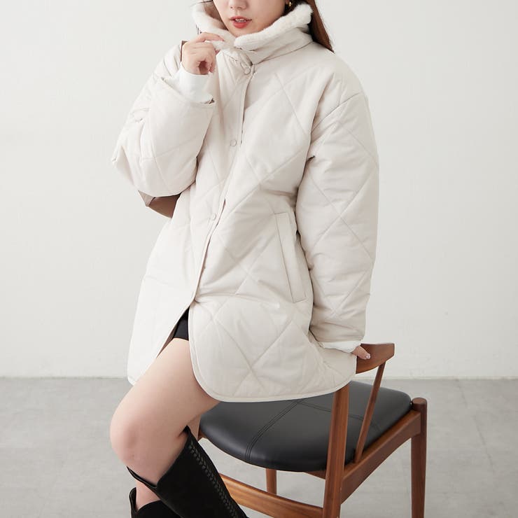 アイボリー | ファー衿キルトコート | RMAF　NICE CLAUP / OLIVE des OLIVE