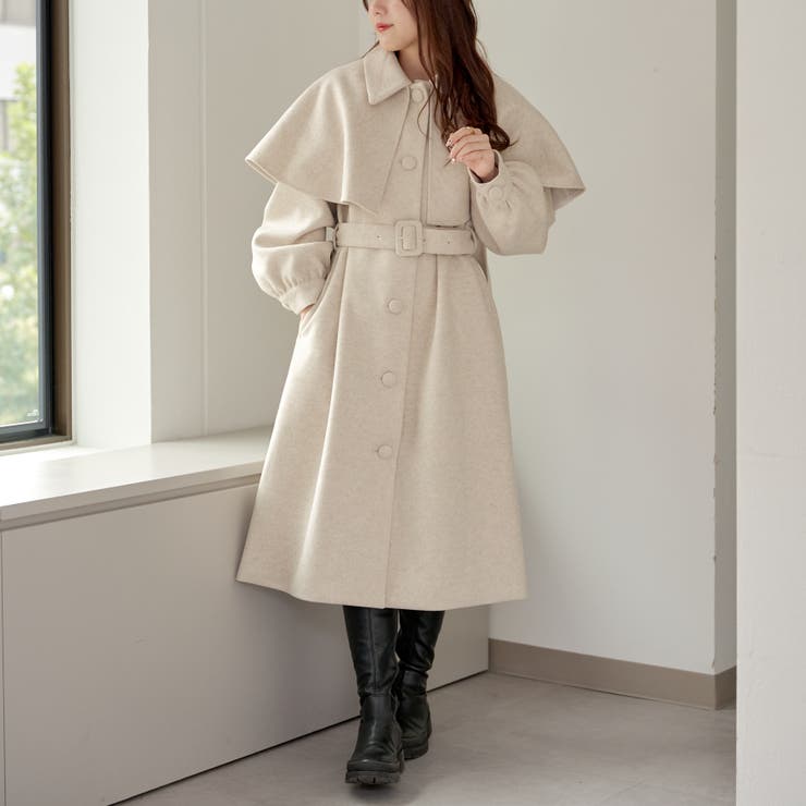 【ケープ取り外し可能】シングルロングコート | NICE CLAUP / OLIVE des OLIVE　OUTLET | 詳細画像1 