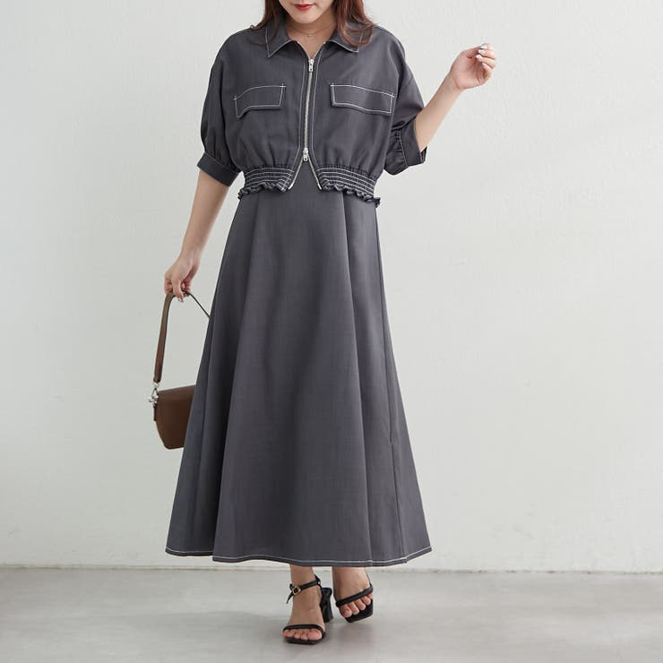 【セットアイテム】裾シャーリングジャケット+キャミワンピース | RMAF　NICE CLAUP / OLIVE des OLIVE | 詳細画像1 