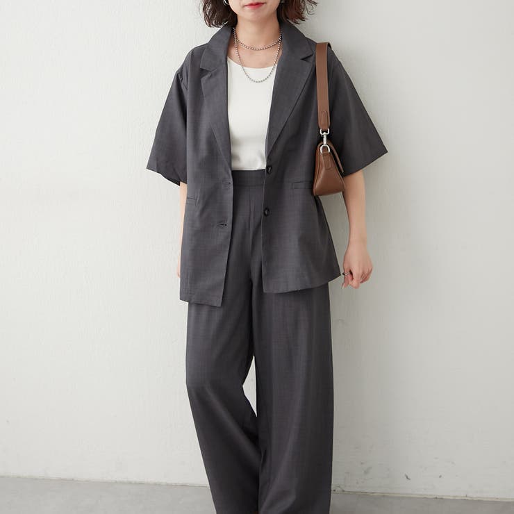 セットアップ】ビッグシングルテーラージャケット+ワイドパンツ[品番 