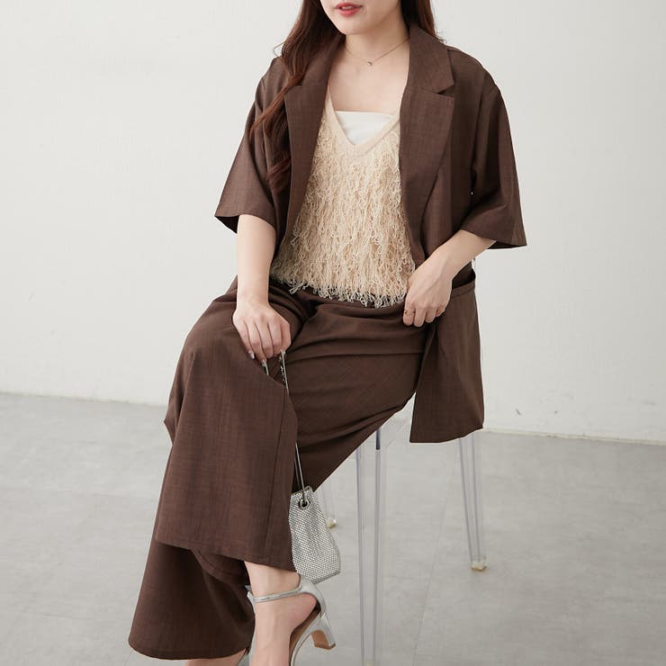 【NA】ヴィンテージ ブラウン シングル ジャケット セットアップ 古着 成人式 古着 70s 別注 ブラウン ストライプ ウール テーラード