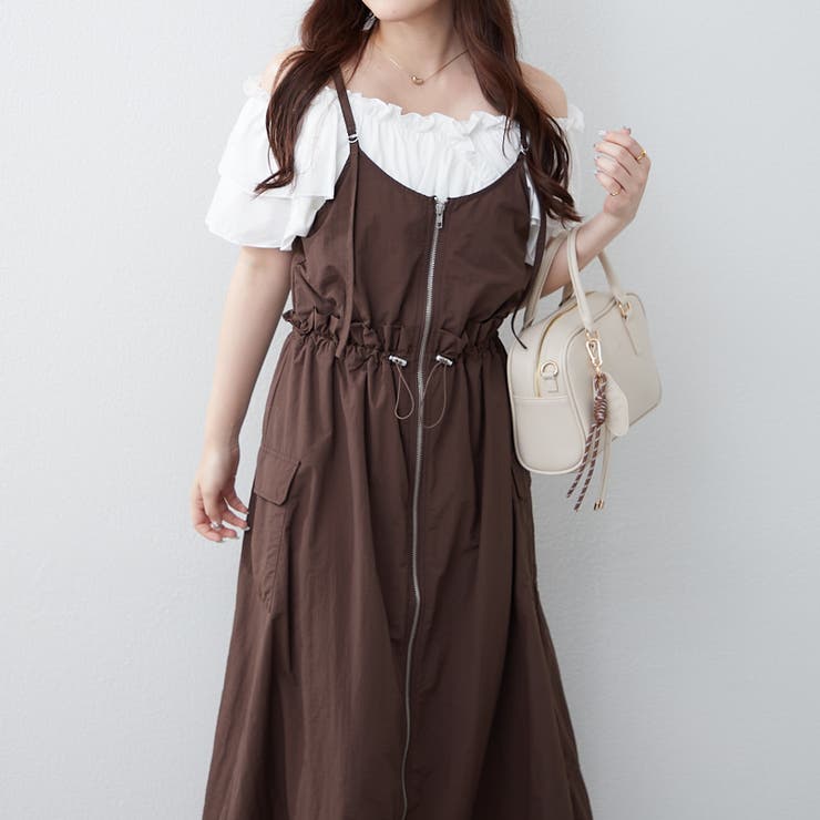 ナイロンフロントZIPキャミワンピース[品番：OLOW0016278]｜RMAF