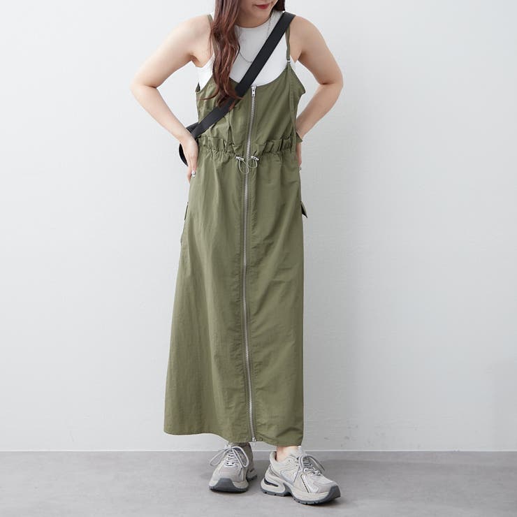 ナイロンフロントZIPキャミワンピース[品番：OLOW0016278]｜RMAF NICE