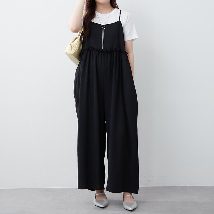 ブラック | 【セットアイテム】ルーズサロペット+TシャツSET | RMAF　NICE CLAUP / OLIVE des OLIVE