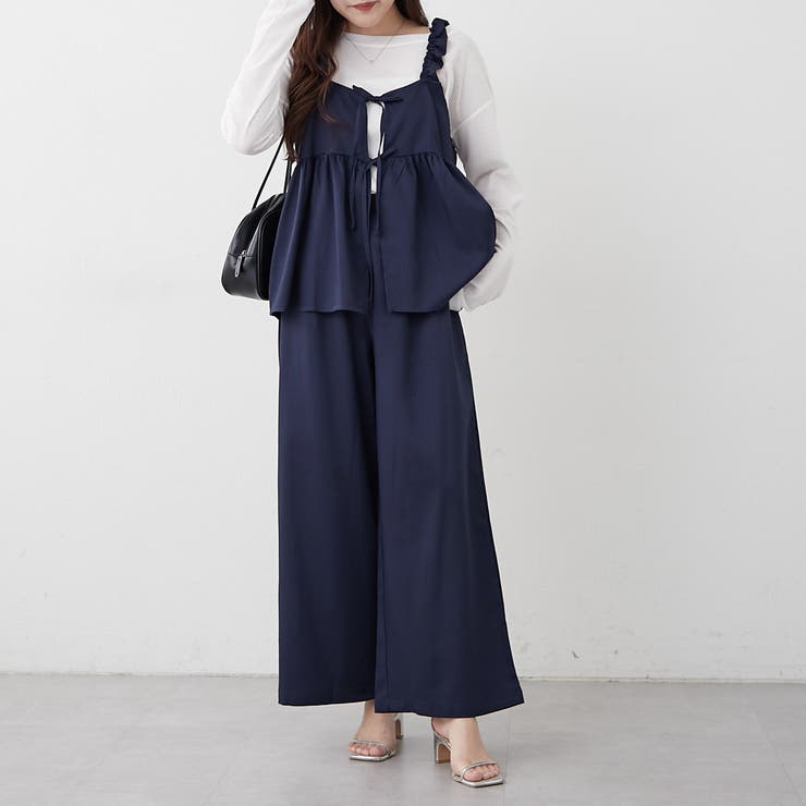 セットアップ】リボンキャミ+ロングパンツSET[品番：OLOW0016281