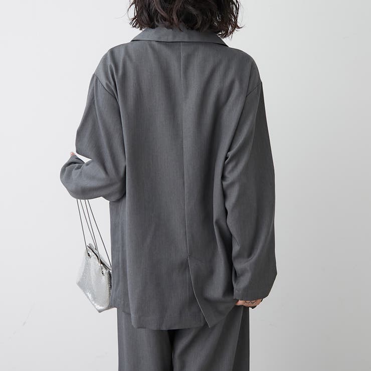 【ちとかな】ガール2L ジャケット ブラウス パンツ セットアップグレー系 セール】 quaranciel:〈洗濯機可能〉ポケット シャツ ジャケット