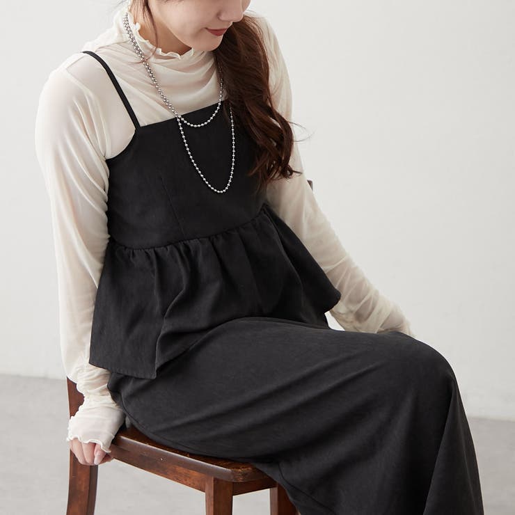 ブラック | 【2枚セット】ペプラムキャミワンピ&シアーロンT | RMAF　NICE CLAUP / OLIVE des OLIVE