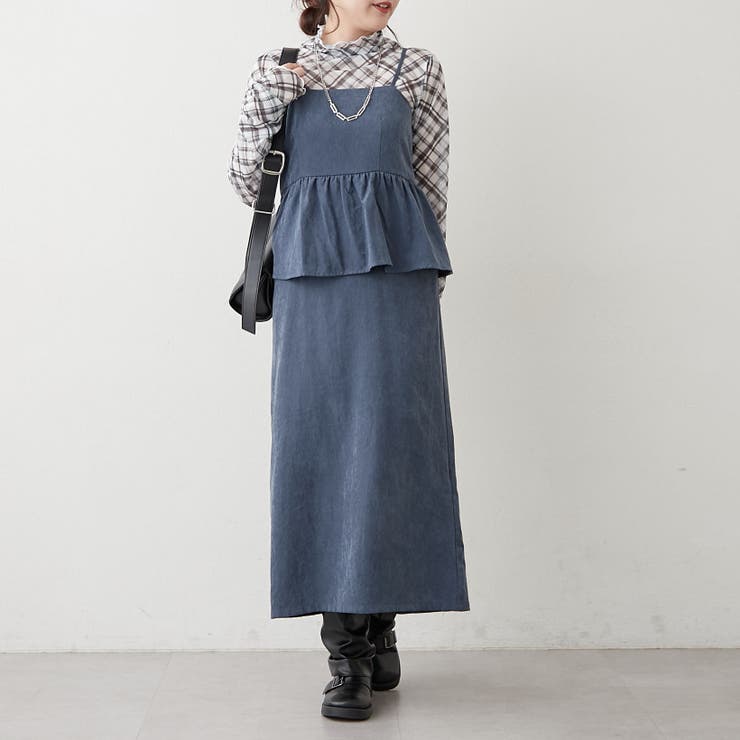 ブルー | 【2枚セット】ペプラムキャミワンピ&シアーロンT | RMAF　NICE CLAUP / OLIVE des OLIVE