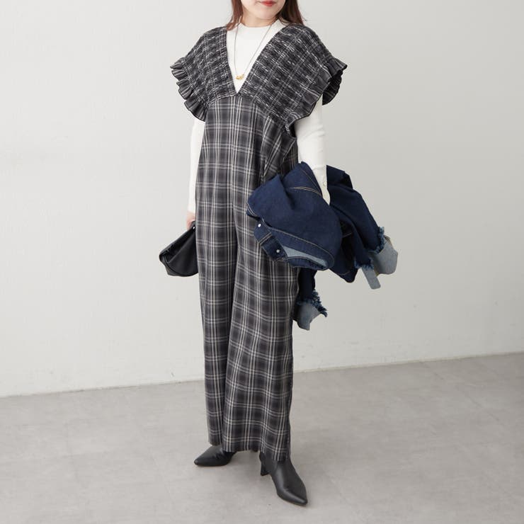 チェックシャーリングサロペット | RMAF　NICE CLAUP / OLIVE des OLIVE | 詳細画像1 