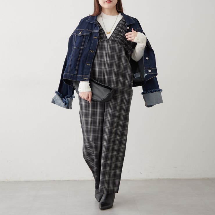 チェックシャーリングサロペット | RMAF　NICE CLAUP / OLIVE des OLIVE | 詳細画像7 