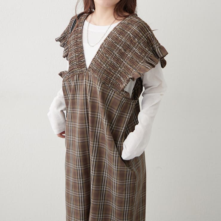 チェックシャーリングサロペット | RMAF　NICE CLAUP / OLIVE des OLIVE | 詳細画像10 