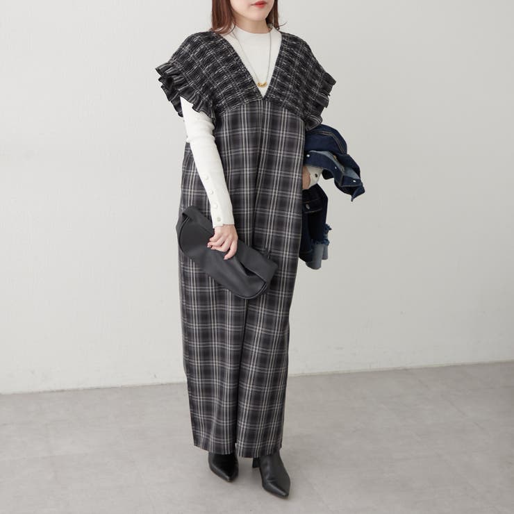 チェックシャーリングサロペット | RMAF　NICE CLAUP / OLIVE des OLIVE | 詳細画像2 