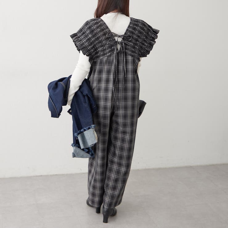 チェックシャーリングサロペット | RMAF　NICE CLAUP / OLIVE des OLIVE | 詳細画像4 