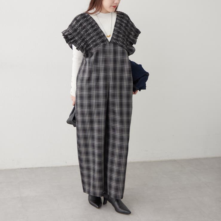 ブラック | チェックシャーリングサロペット | RMAF　NICE CLAUP / OLIVE des OLIVE