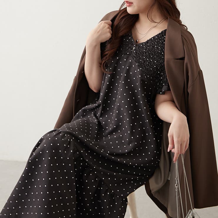 ドット | シャーリング裾切替ワンピース | RMAF　NICE CLAUP / OLIVE des OLIVE