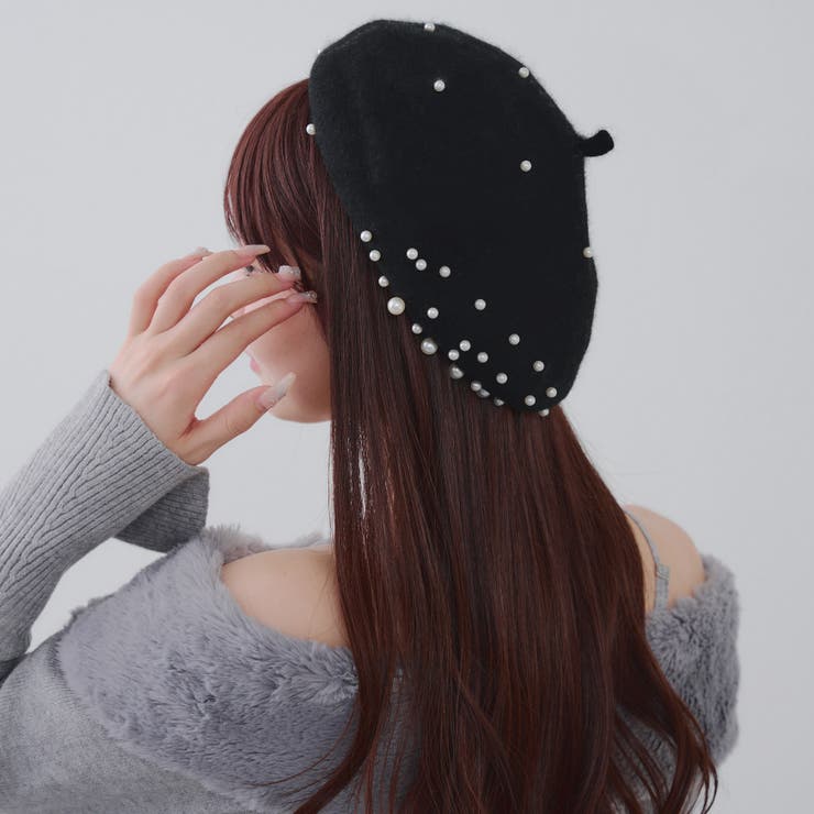 超美品　黒　ウール100% ベレー帽 ビジュー付き 超美品 黒 ウール100% ベレー帽 ビジュー付き ベレー帽 レディース