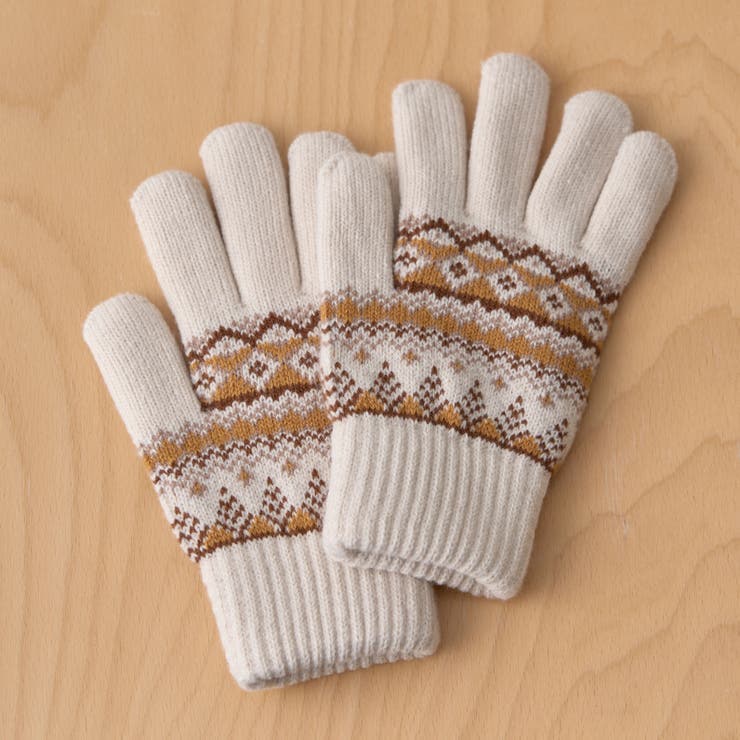 ホワイト | ジャガード柄手袋 | RMAF　NICE CLAUP / OLIVE des OLIVE