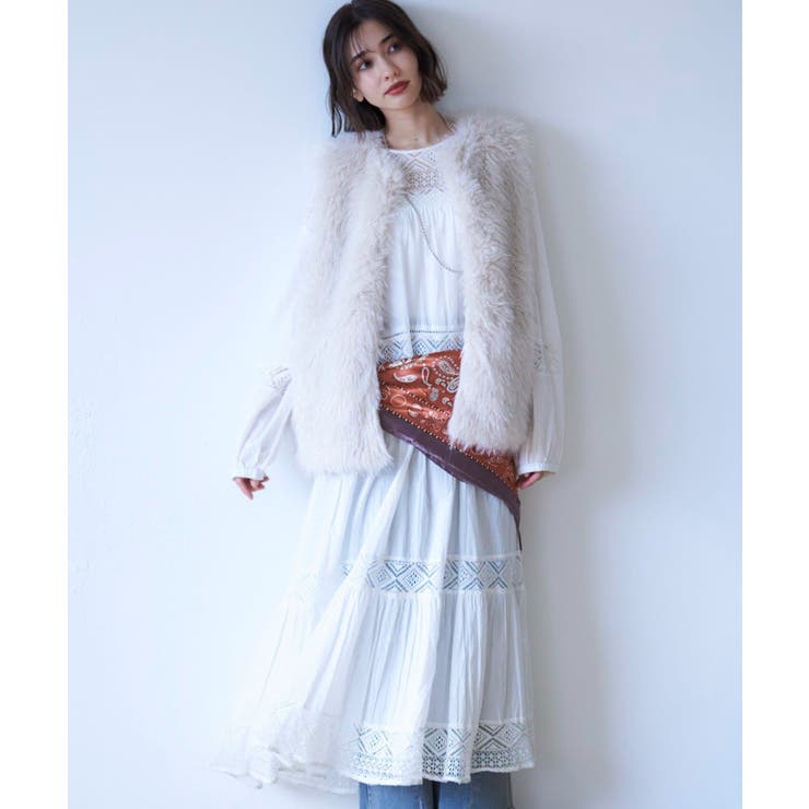 【nane】レース切替ロングワンピース | RMAF　NICE CLAUP / OLIVE des OLIVE | 詳細画像1 