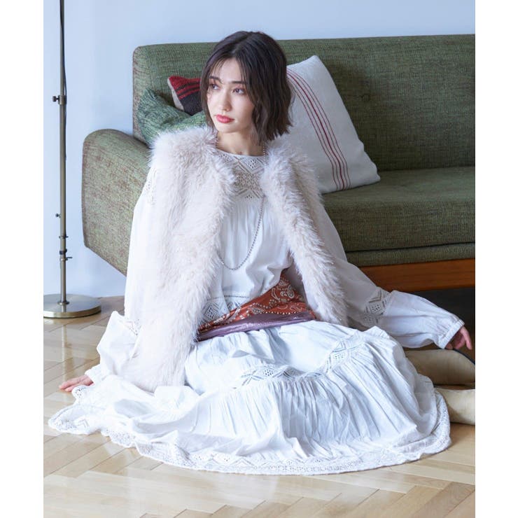 【nane】レース切替ロングワンピース | RMAF　NICE CLAUP / OLIVE des OLIVE | 詳細画像7 