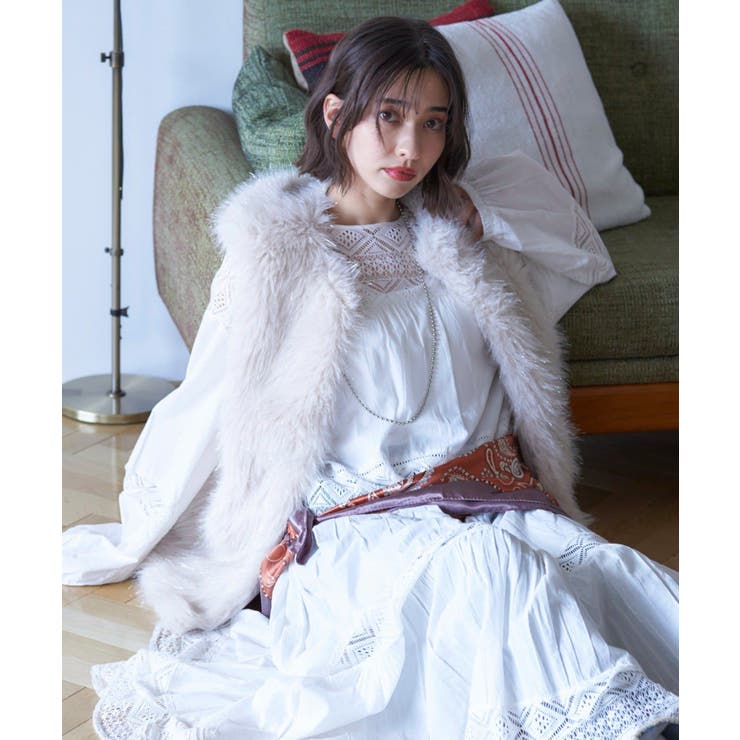 【nane】レース切替ロングワンピース | RMAF　NICE CLAUP / OLIVE des OLIVE | 詳細画像8 