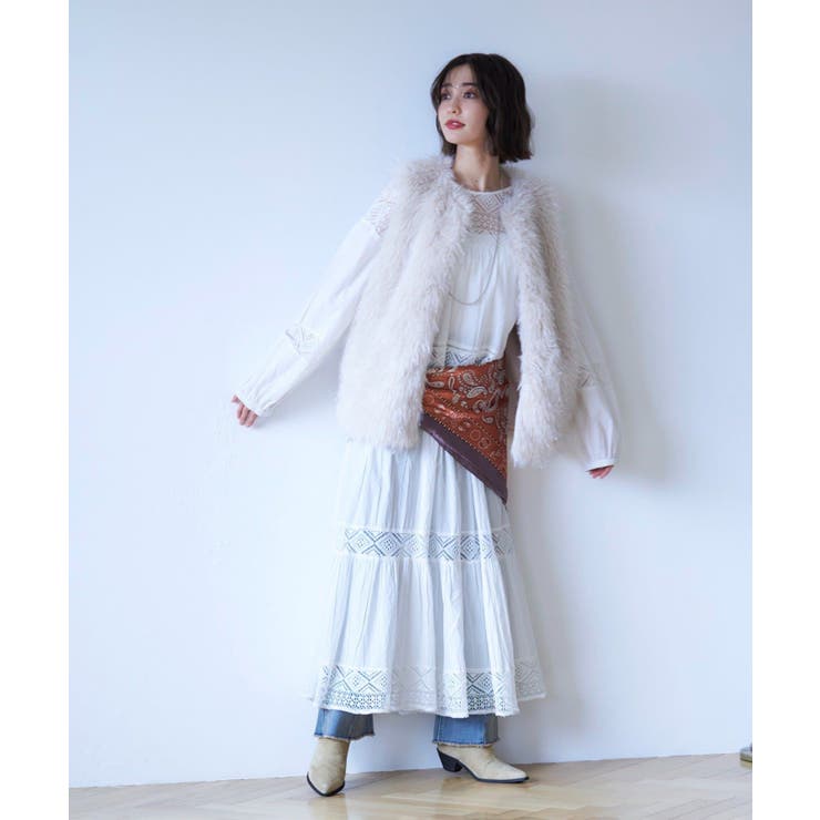 【nane】レース切替ロングワンピース | RMAF　NICE CLAUP / OLIVE des OLIVE | 詳細画像9 