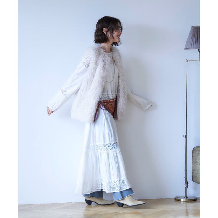 【nane】レース切替ロングワンピース | RMAF　NICE CLAUP / OLIVE des OLIVE | 詳細画像10 