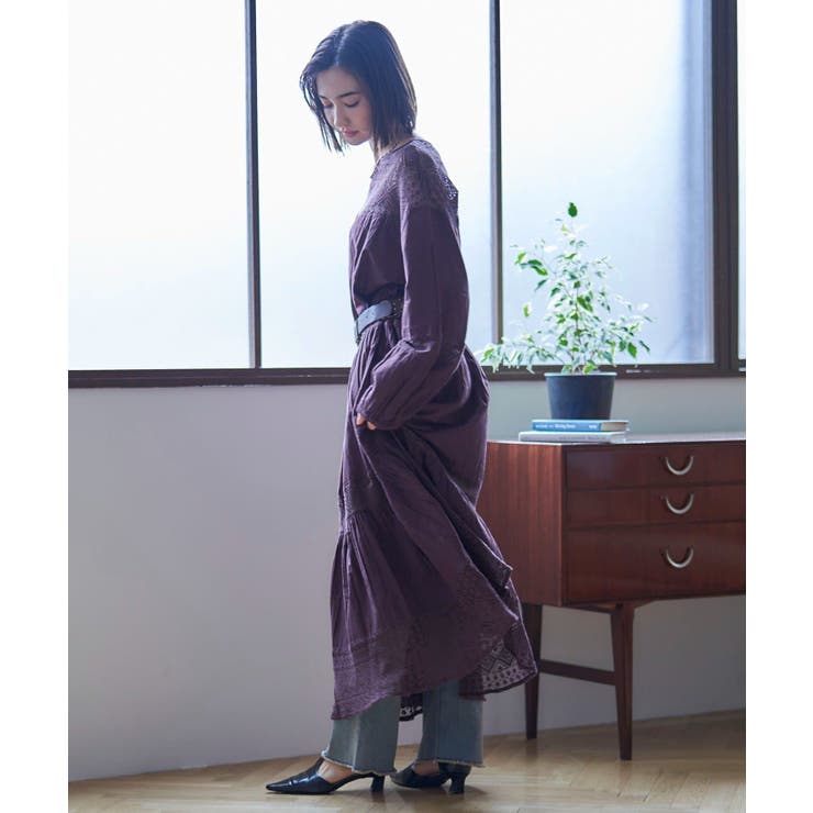 【nane】レース切替ロングワンピース | RMAF　NICE CLAUP / OLIVE des OLIVE | 詳細画像12 