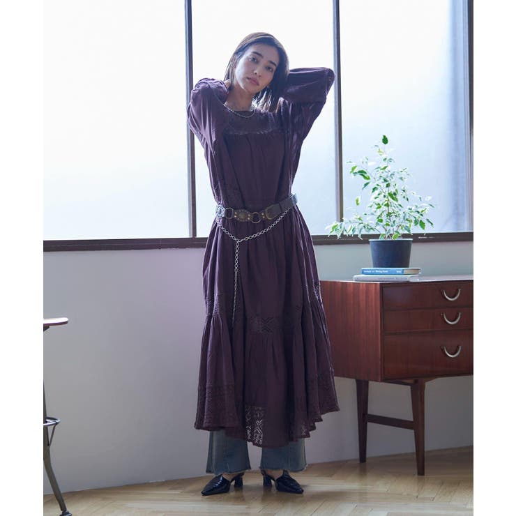 【nane】レース切替ロングワンピース | RMAF　NICE CLAUP / OLIVE des OLIVE | 詳細画像13 