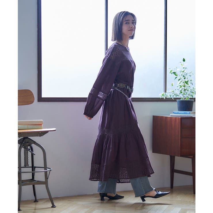 【nane】レース切替ロングワンピース | RMAF　NICE CLAUP / OLIVE des OLIVE | 詳細画像14 