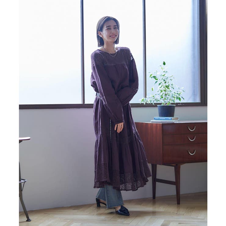 【nane】レース切替ロングワンピース | RMAF　NICE CLAUP / OLIVE des OLIVE | 詳細画像16 