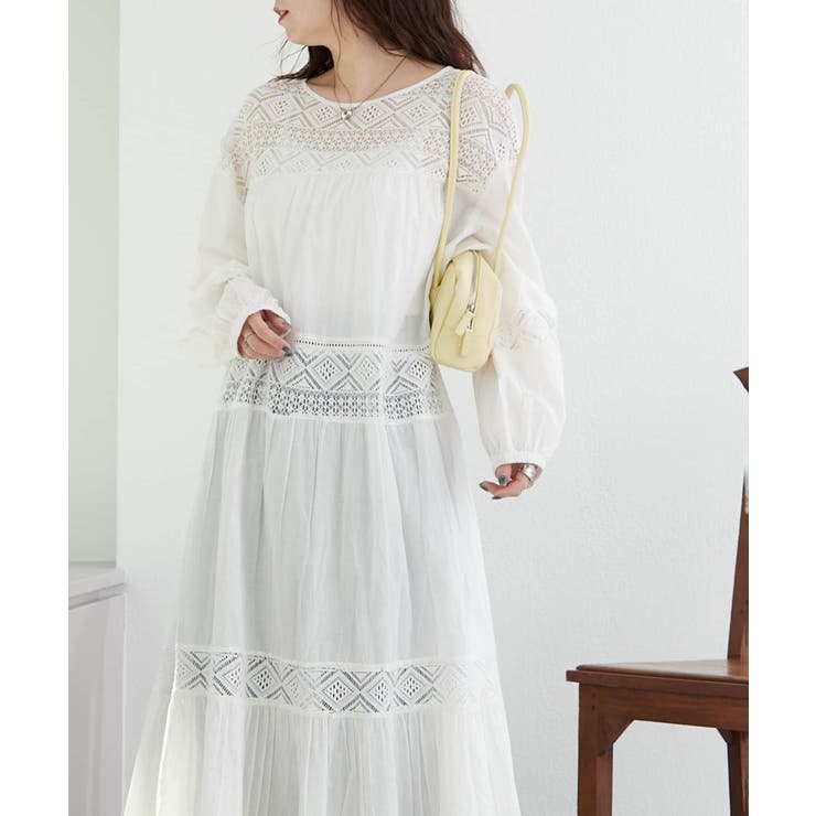 【nane】レース切替ロングワンピース | RMAF　NICE CLAUP / OLIVE des OLIVE | 詳細画像28 