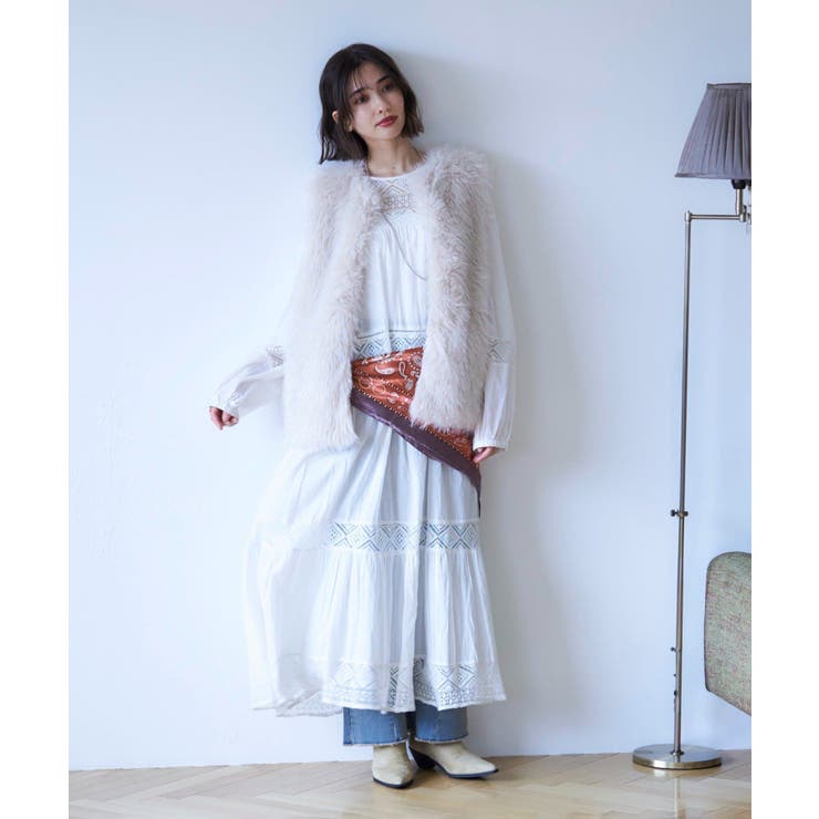 【nane】レース切替ロングワンピース | RMAF　NICE CLAUP / OLIVE des OLIVE | 詳細画像2 