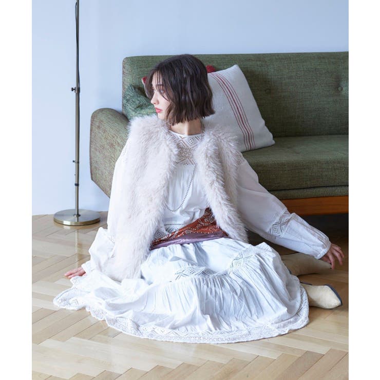 【nane】レース切替ロングワンピース | RMAF　NICE CLAUP / OLIVE des OLIVE | 詳細画像4 