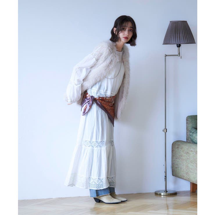 【nane】レース切替ロングワンピース | RMAF　NICE CLAUP / OLIVE des OLIVE | 詳細画像5 