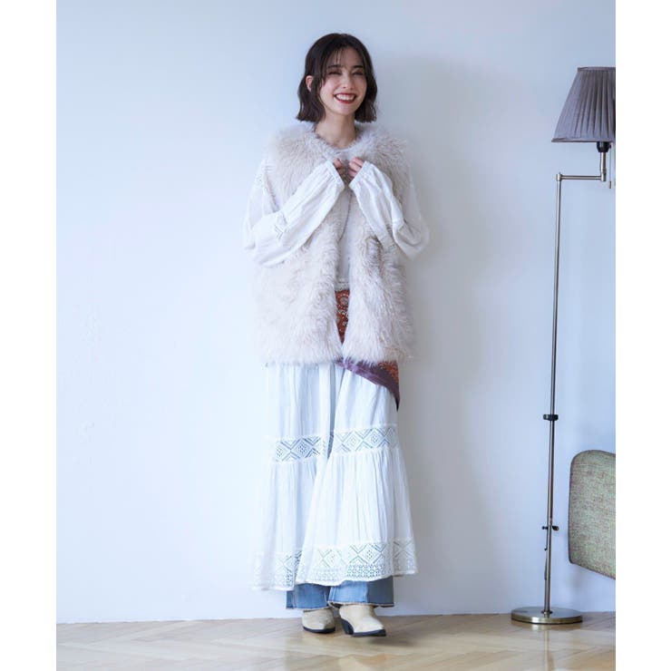 【nane】レース切替ロングワンピース | RMAF　NICE CLAUP / OLIVE des OLIVE | 詳細画像6 